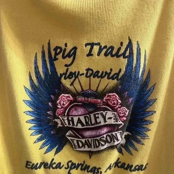 Womans extra large Harley Davidson yellow fitted tank - Picture 3 of 4